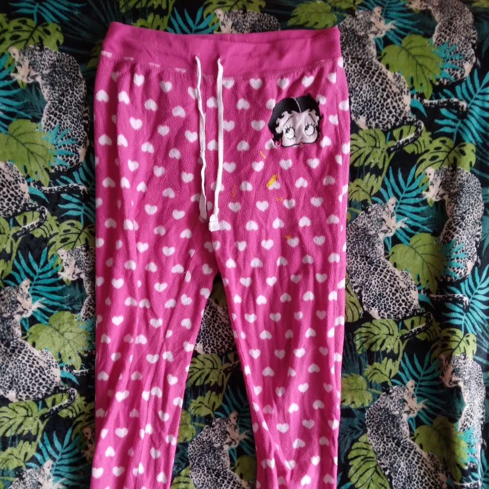 Paint Stain Girl's Betty Boop drawstring pj pants size LG